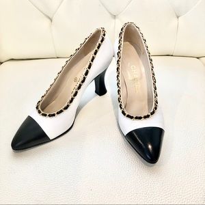 chanel black and white pumps